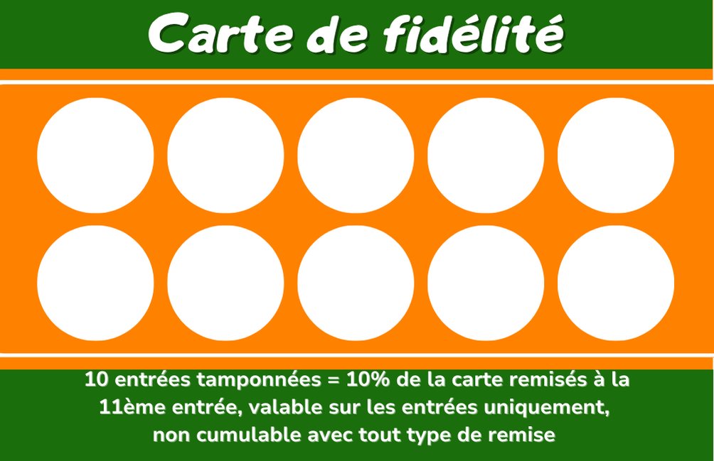 Carte de fidélité Jump Story — verso : 10 entrées = 10% remise
