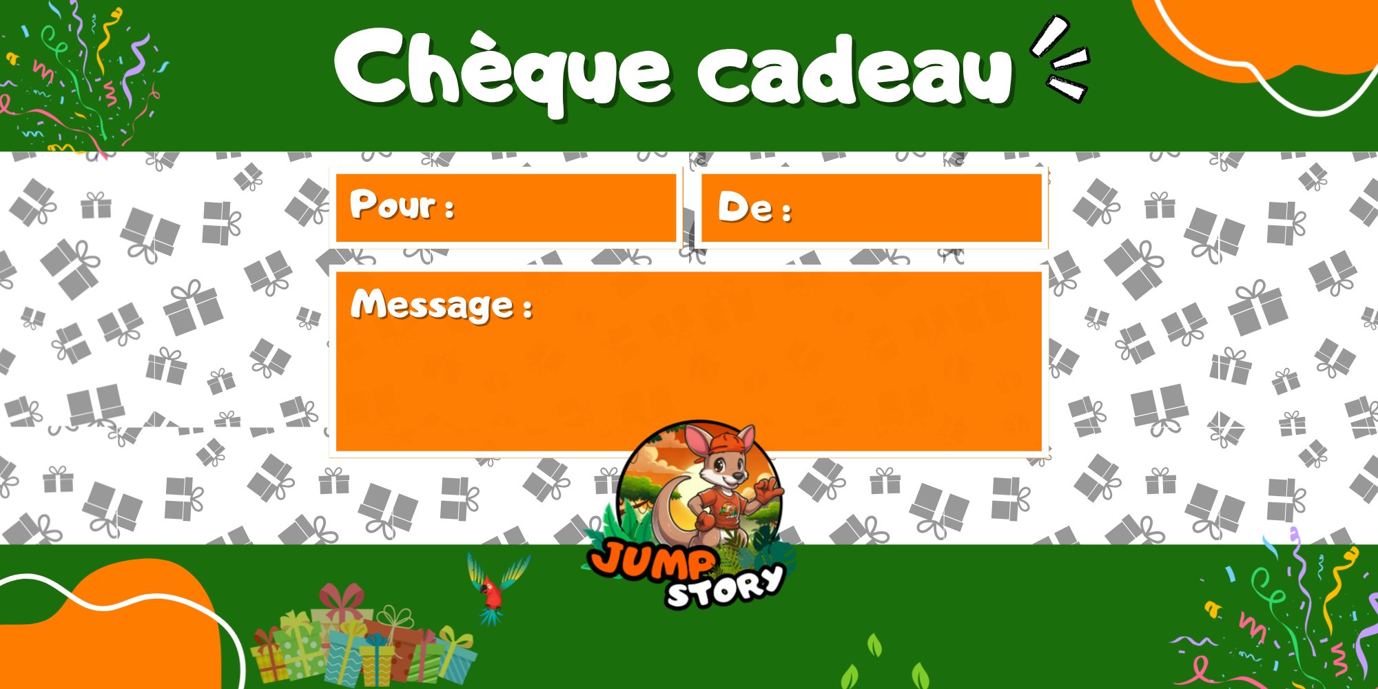 Chèque cadeau Jump Story — verso