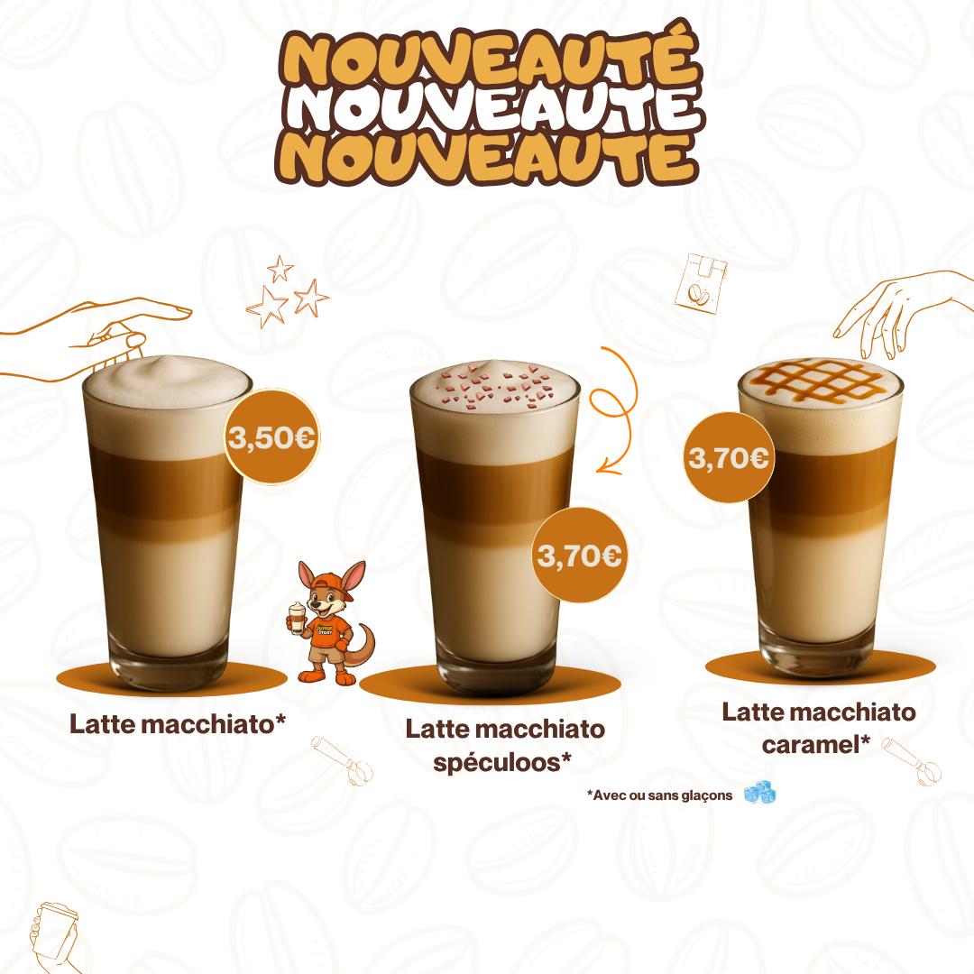 Nouveauté Jump Story — Latte macchiato classique, spéculoos et caramel