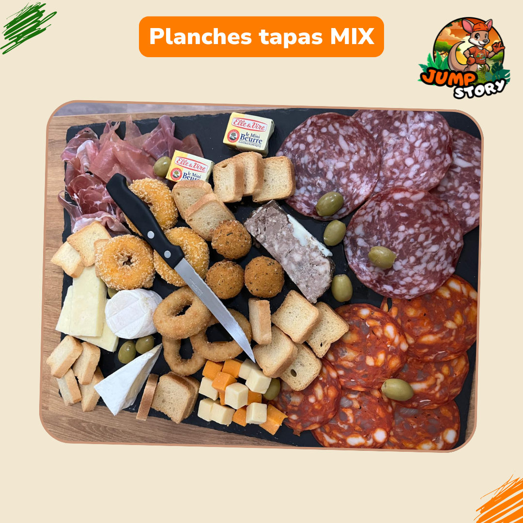 Planche tapas Mix Jump Story — charcuterie, fromage et friture