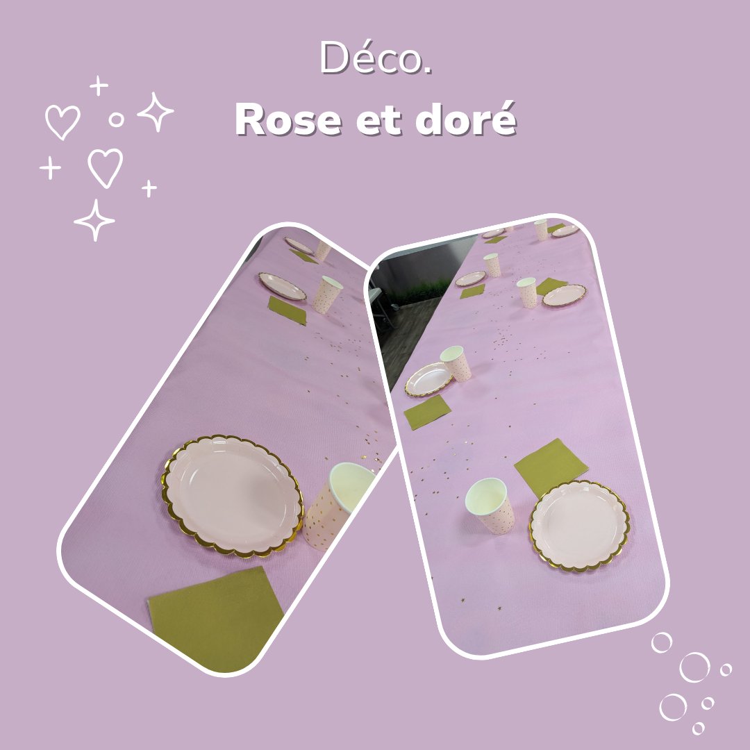 Décoration table couleur rose et doré Jump Story